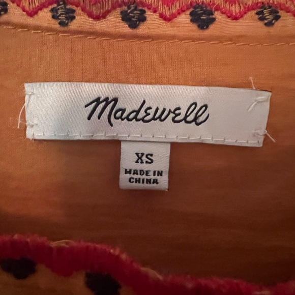 Madewell Floral Embroidered Linen Babydoll Mini Dress Beach XS - Picture 5 of 7